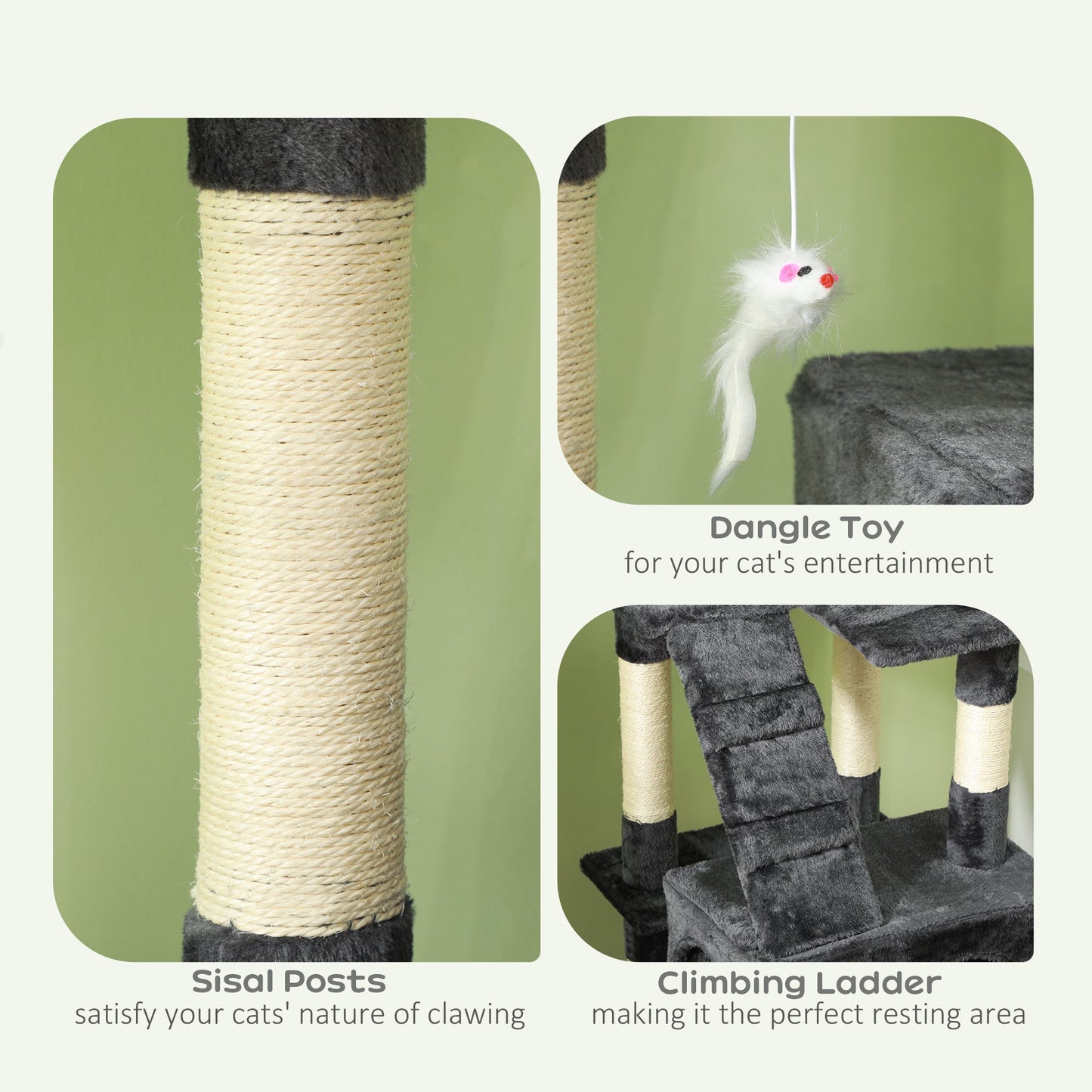 PawHut Cat Tree Scratching House, Activity Play Centre