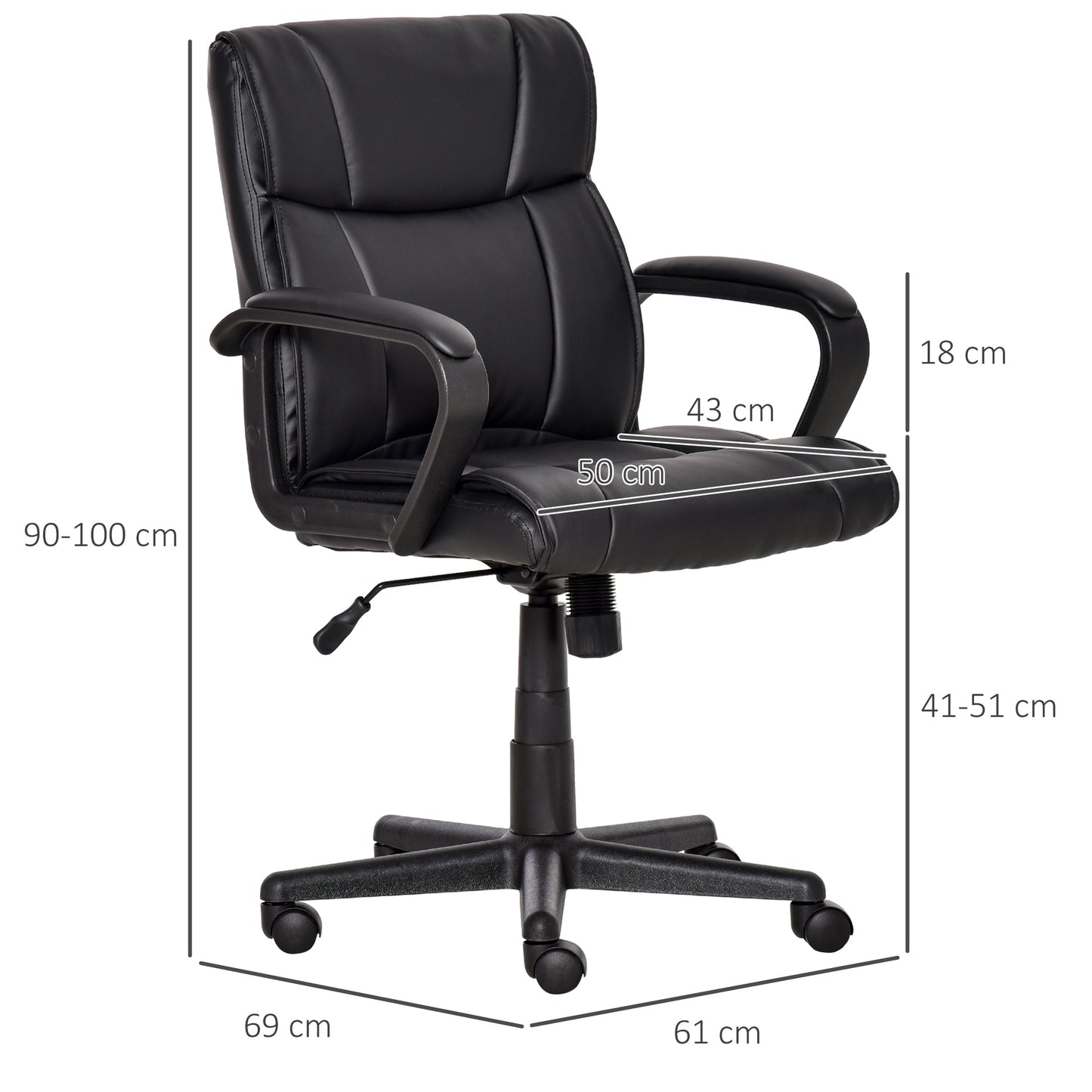 Vinsetto Executive Office Chair Swivel PU Leather Ergonomic Chair for Home, Black