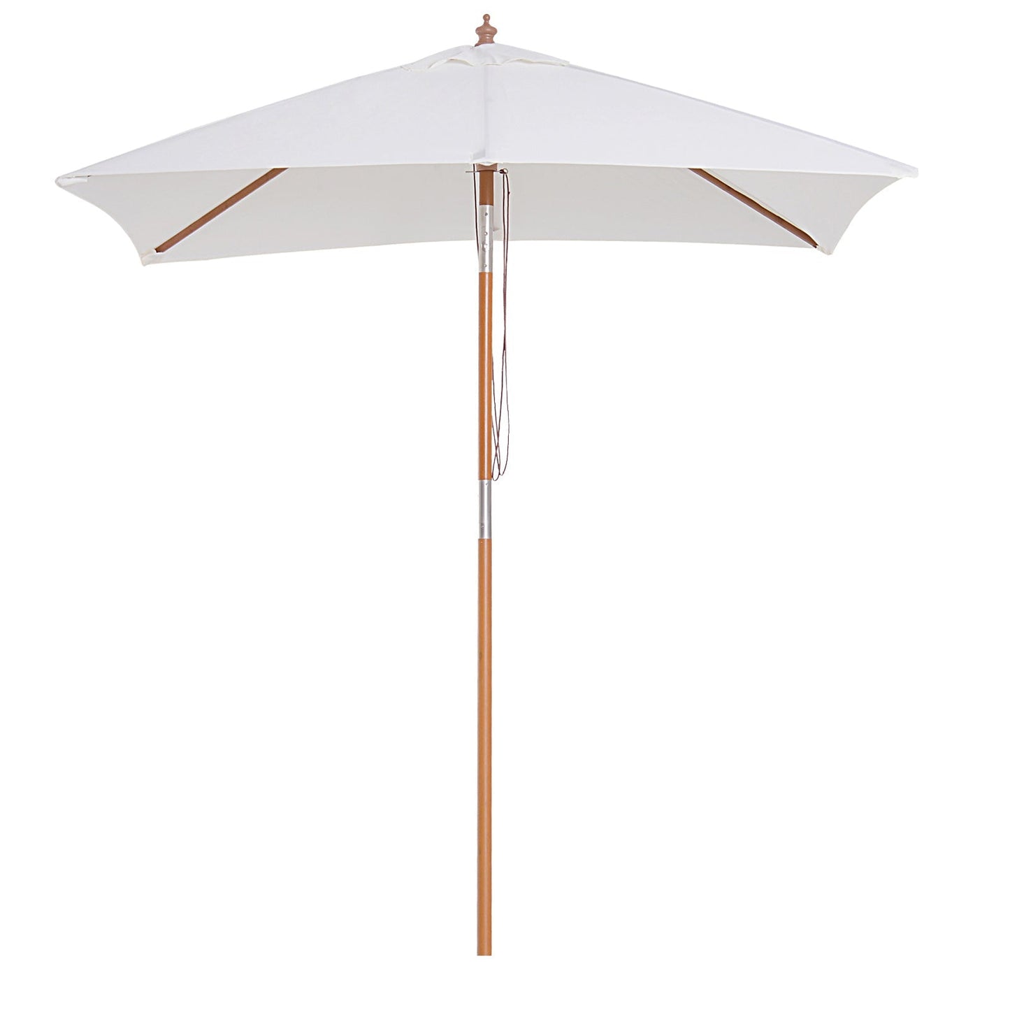 Outsunny 2m x 1.5m Patio Garden Parasol Sun Umbrella Sunshade Canopy Outdoor Backyard Furniture Fir Wooden Pole 6 Ribs Tilt Mechanism -  Cream White