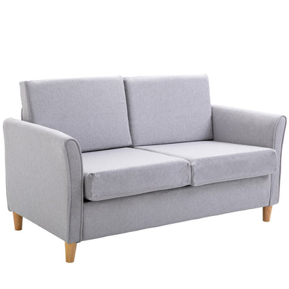 HOMCOM Two-Seater Linen-Look Sofa - Grey