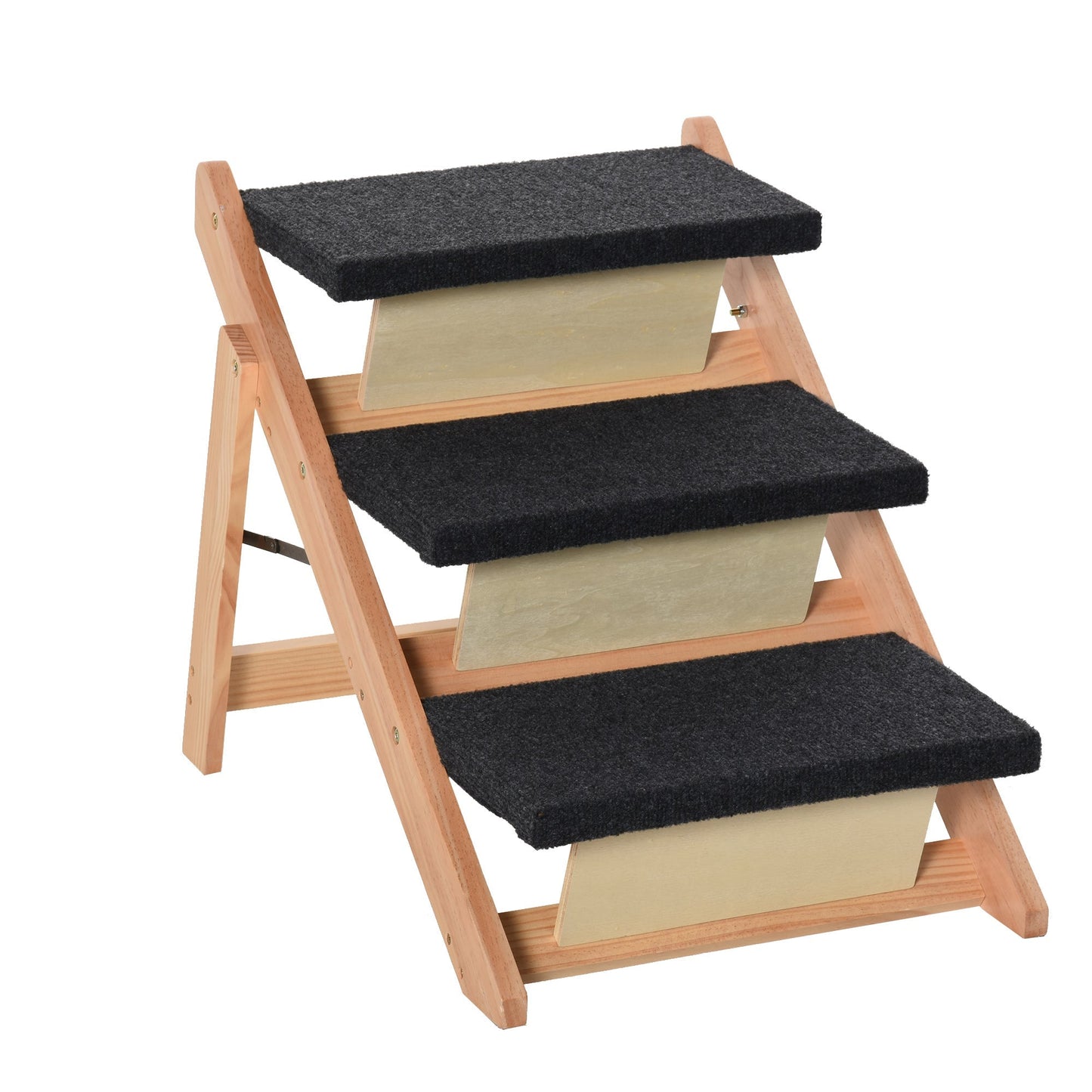 PawHut Wood Pet Steps Convertible Dog Stairs and Ramp Foldable 3 Level Cat Ladder