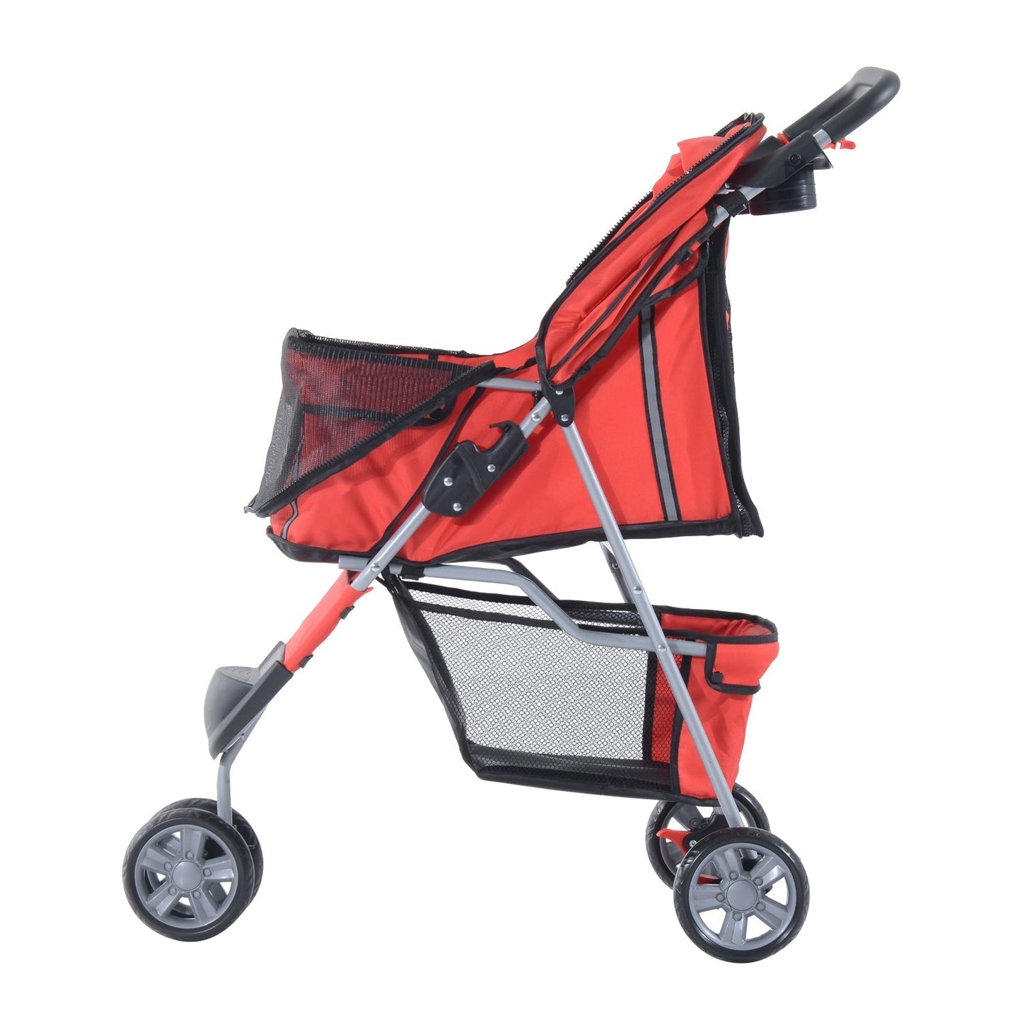 PawHut Pet Travel Stroller W/Three Wheels-Red