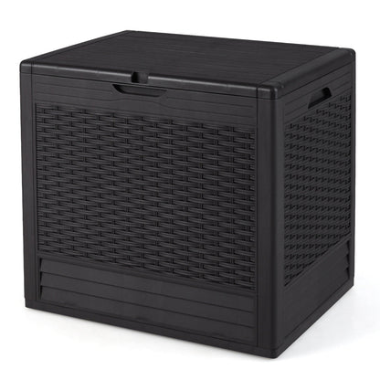 96 L Outdoor Storage Box with Rattan Patterns and Lockable Lid-Brown