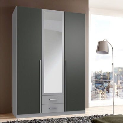 Husam 3 Door Mirrored Wardrobe - Grey