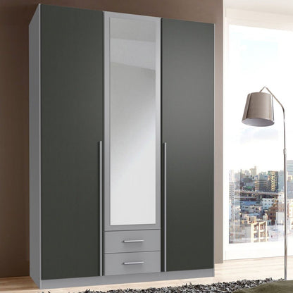 Husam 3 Door Mirrored Wardrobe - Grey