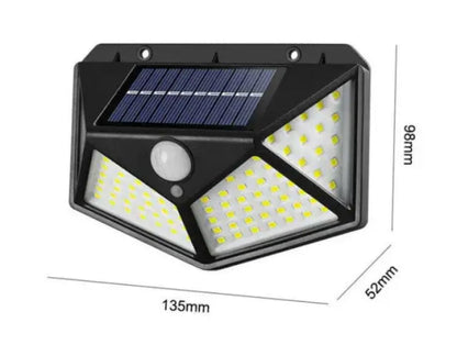 100 مصباح LED خارجي يعمل بالطاقة الشمسية، مستشعر حركة PIR مقاوم للماء، ساحة حائط للحديقة