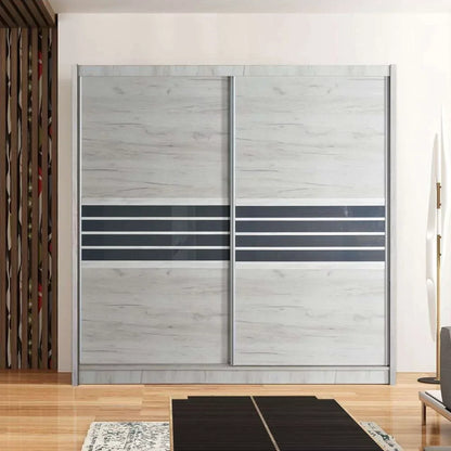 Dacorum Sliding Door 203cm Wardrobe Glass Stripes - Black or Oak