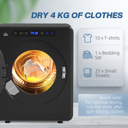 HOMCOM 4kg Compact 40-60√¢‚Äû∆í Tumble Dryer - Black