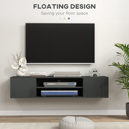 HOMCOM Floating TV Stand Cabinet for TVs up to 60", Wall Mounted TV Unit, Grey