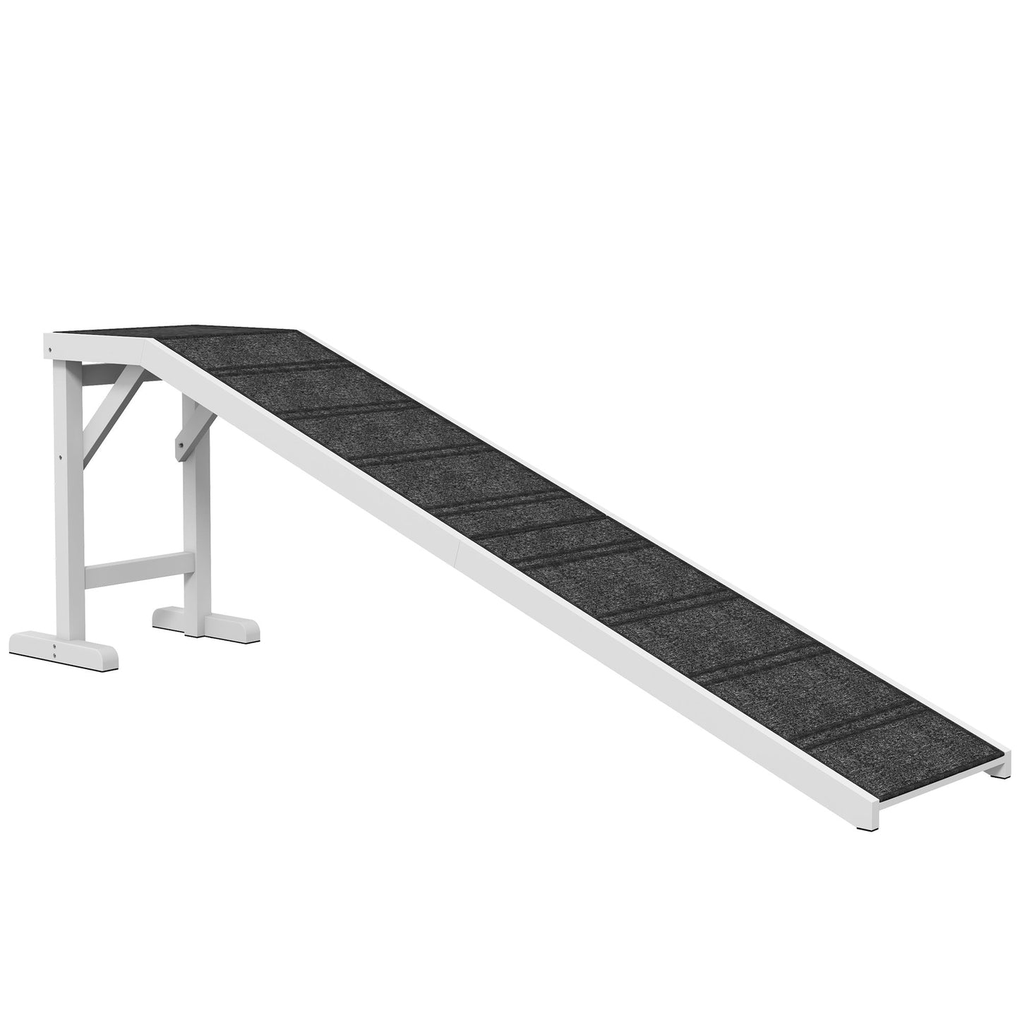 PawHut Pet Ramp for Dogs with Non-Slip Carpet and Top Platform - White & Grey