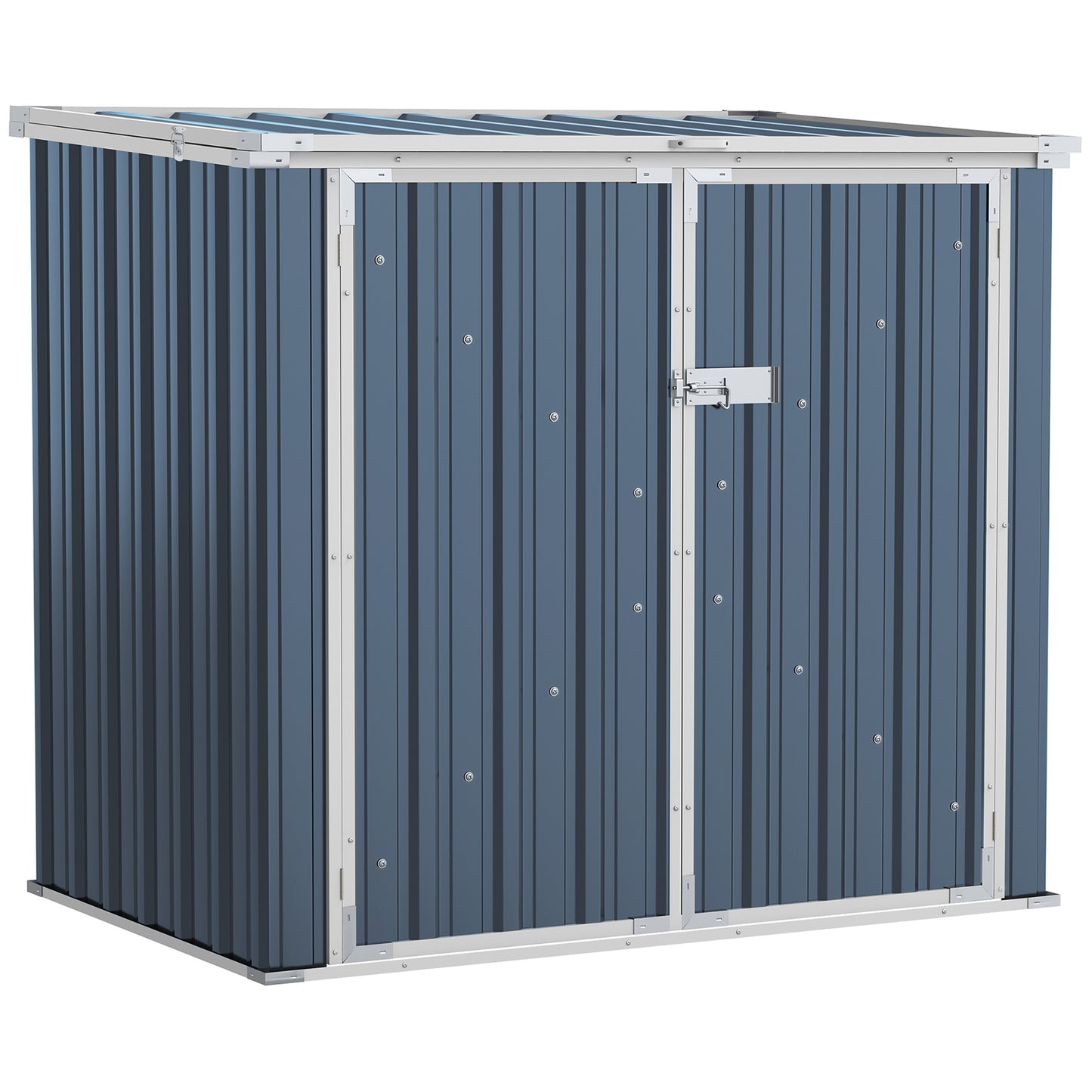 Outsunny 5ft x 3ft Garden 2-Bin Steel Storage Shed, podwójny schowek na śmieci, ukryty kosz na śmieci z zamykanymi drzwiami i otwieraną pokrywą