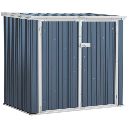 Outsunny 5ft x 3ft Garden 2-Bin Steel Storage Shed, podwójny schowek na śmieci, ukryty kosz na śmieci z zamykanymi drzwiami i otwieraną pokrywą