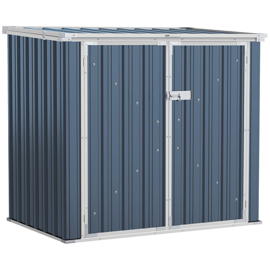 Outsunny 5ft x 3ft Garden 2-Bin Steel Storage Shed, podwójny schowek na śmieci, ukryty kosz na śmieci z zamykanymi drzwiami i otwieraną pokrywą
