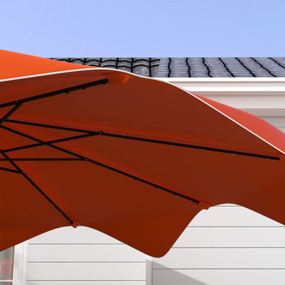 Parasol tarasowy solarny Outsunny z diodami LED i funkcją pochylania, parasol ogrodowy z korbą, 3 x 3 (m), pomarańczowy