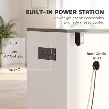 PawHut Fish Tank Stand, 20-29 Gallon Aquarium Stand with Cabinet Storage, Power Outlets and Anti-Tip Kit, White