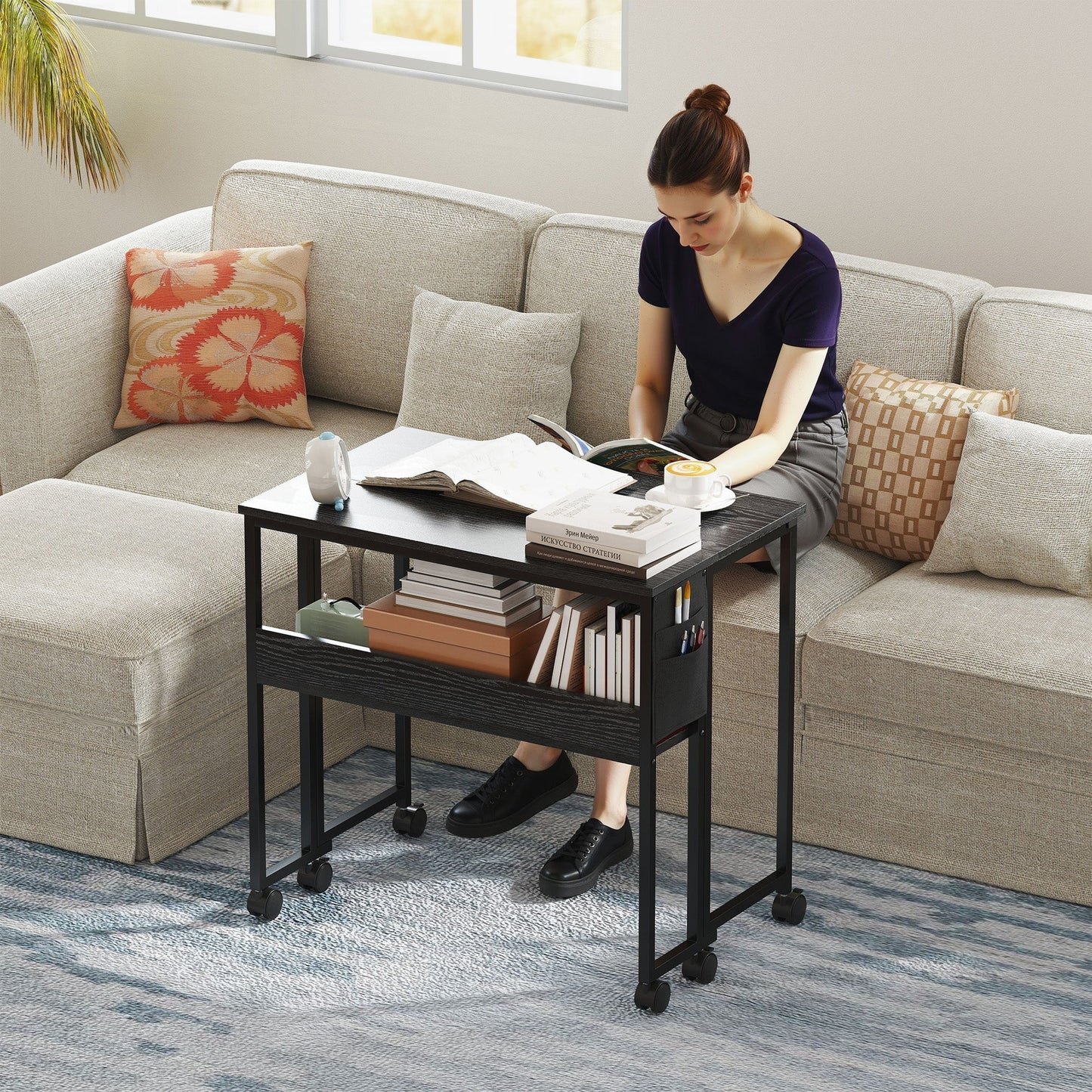 HOMCOM 80 cm Drop Leaf Writing Work Desk - Black