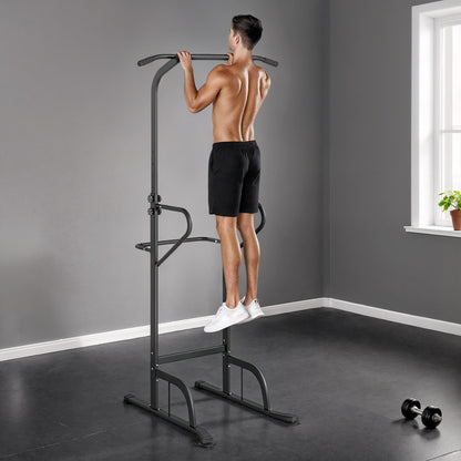 HOMCOM Power Tower Dip Station Pull Up Bar Multi-Function Push Up Equipment with Adjustable Height for Home Gym Strength Training Workout Fitness