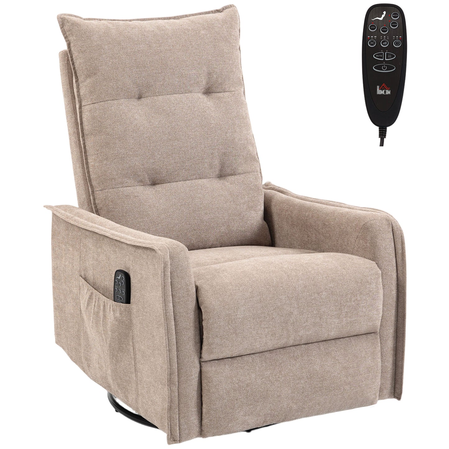HOMCOM Recliner Armchair, Chenille Recliner Chair with Massage and Heat, 360Â° Swivel Rocking Manual Recliner, Brown