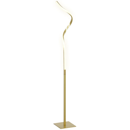 Lampa podłogowa LED HOMCOM z 3 regulowanymi poziomami jasności, nowoczesna lampa stojąca z możliwością ściemniania i przełącznikiem nożnym do sypialni, salonu, w odcieniu złota