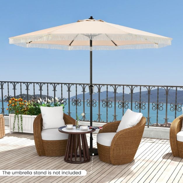 2.8M Patio Umbrella with Crank Handle and Push Button Tilt-Beige