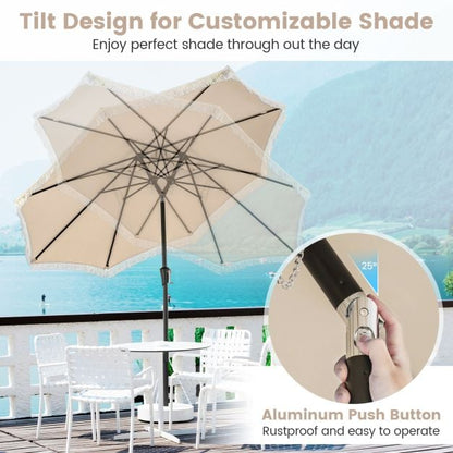 2.8M Patio Umbrella with Crank Handle and Push Button Tilt-Beige