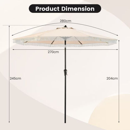 2.8M Patio Umbrella with Crank Handle and Push Button Tilt-Beige
