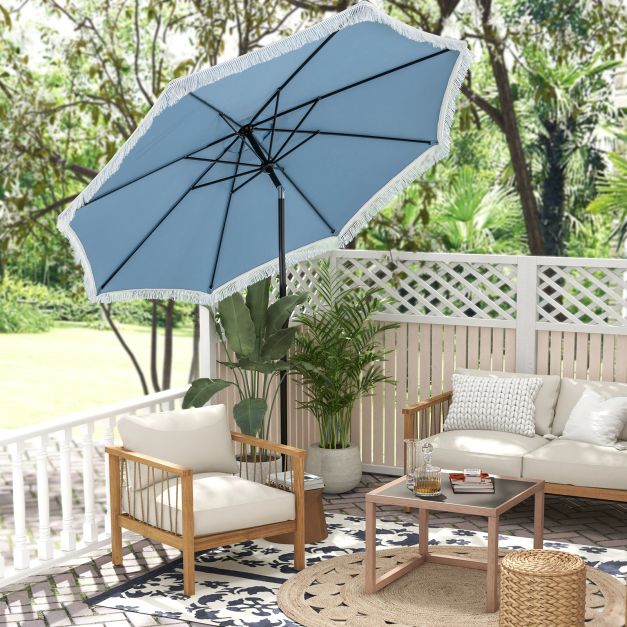 2.8M Patio Umbrella with Crank Handle and Push Button Tilt-Navy