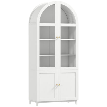 HOMCOM 180cm Tall Kitchen Cupboard, Storage Cabinet with Adjustable Shelves, Acrylic Doors for Living Room, Dining Room, White
