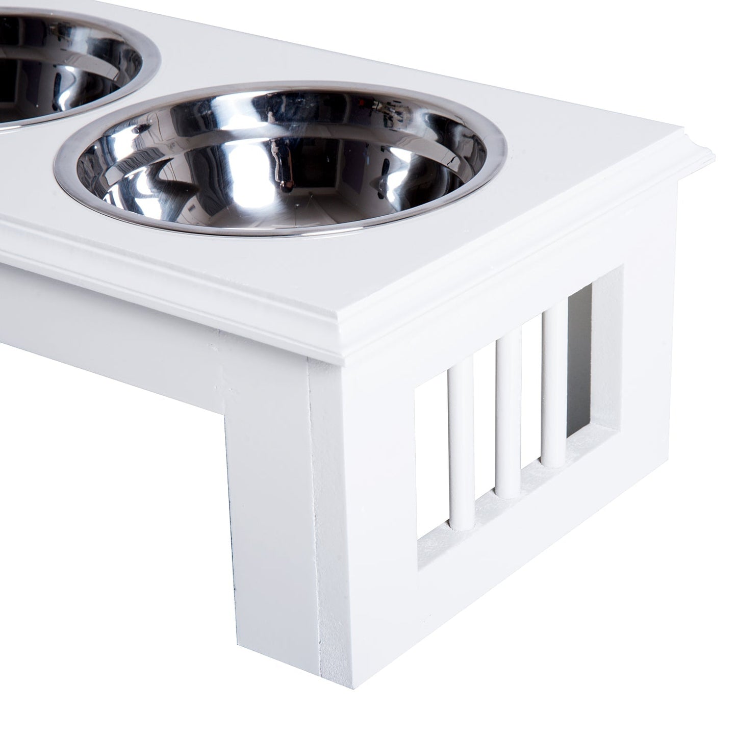 Pawhut Stainless Steel Pet Feeder, 43.7Lx24Wx15H cm-White