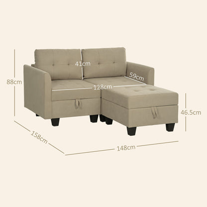 Sofa modułowa HOMCOM w kształcie litery L ze schowkiem - jasnobrązowa