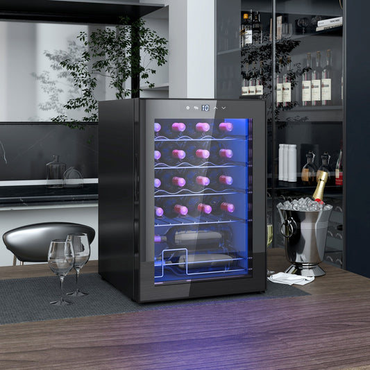 HOMCOM 20 Bottle 5-18√¢‚Äû∆í Countertop Wine Fridge - Black