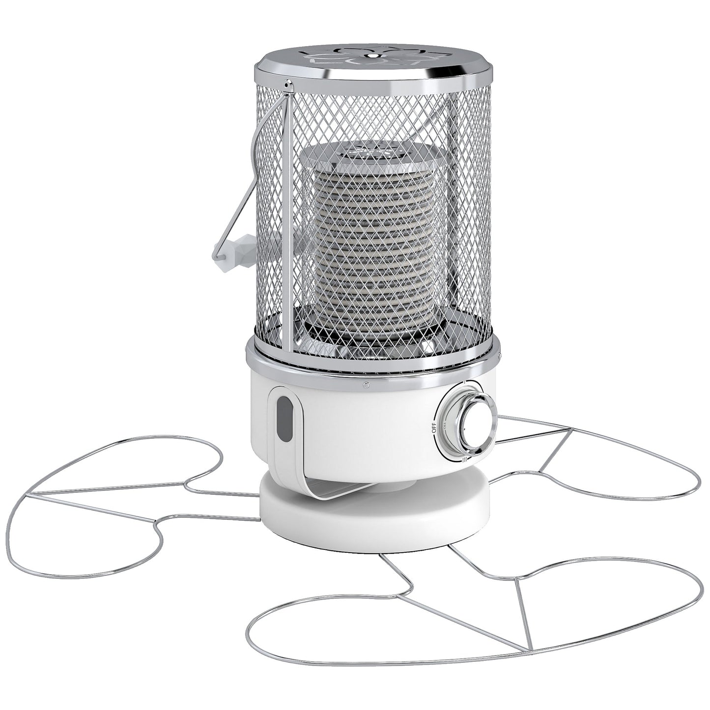 Outsunny 2000W Patio Electric Heater with 10-20ãŽ¡ Coverage, Separation Coil, Freestanding Outdoor Infrared Heater with Tip-Over Protection, Overheat Protection, Handle for Indoor and Outdoor Use, White