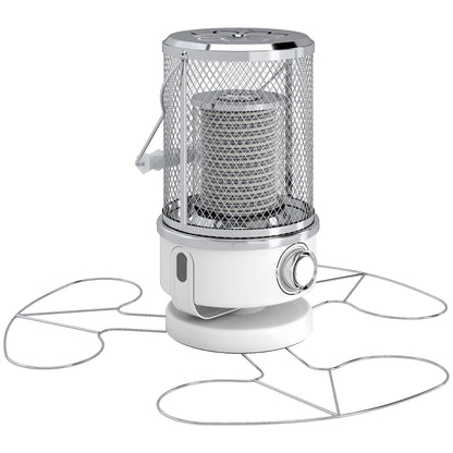 Outsunny 2000W Patio Electric Heater with 10-20ãŽ¡ Coverage, Separation Coil, Freestanding Outdoor Infrared Heater with Tip-Over Protection, Overheat Protection, Handle for Indoor and Outdoor Use, White