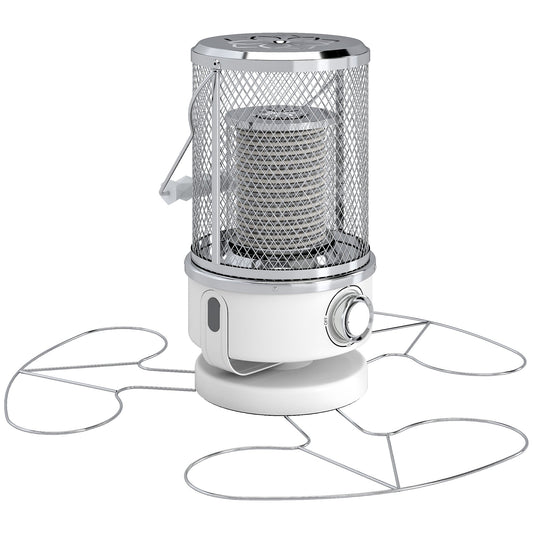 Outsunny 2000W Patio Electric Heater with 10-20ãŽ¡ Coverage, Separation Coil, Freestanding Outdoor Infrared Heater with Tip-Over Protection, Overheat Protection, Handle for Indoor and Outdoor Use, White