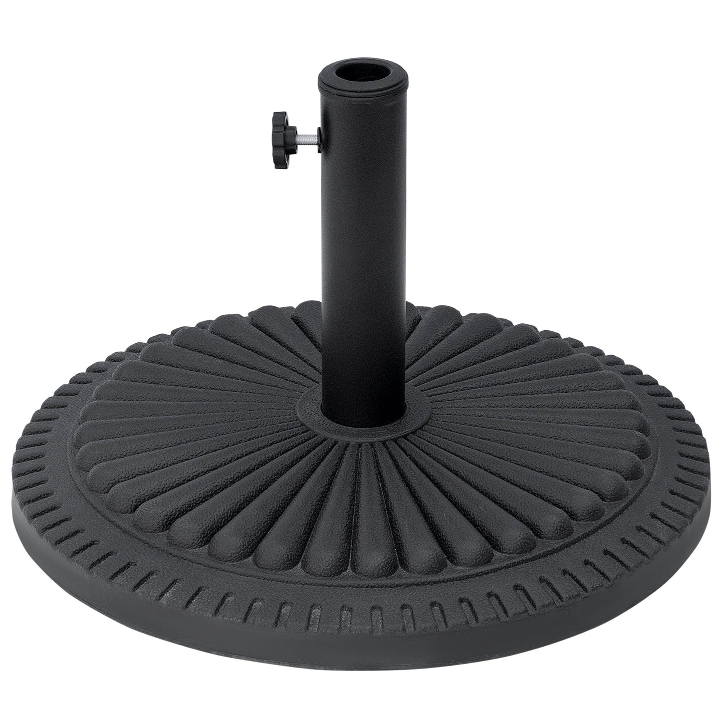 Outsunny 14kg Round Cement Parasol Base Umbrella Weight Stand Holder Fits _35mm,_38mm,_48mm Pole for Patio Outdoor Garden - Black