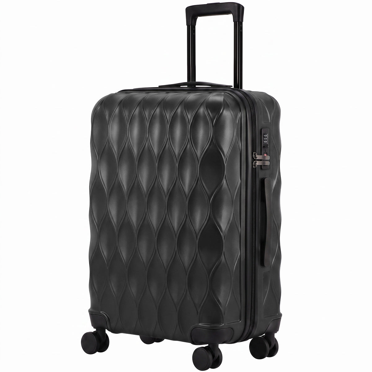 HOMCOM 26Inch 65cm Suitcase, ABS Hard Shell Checked Luggage with TSA Lock, Spinner Wheels, Telescopic Handle, Black