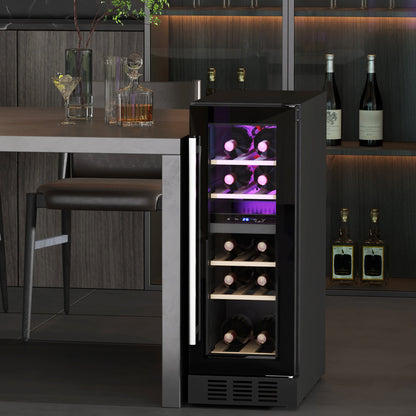 HOMCOM 16-butelkowa lodówka na wino Dual Zone 5-18√¢‚Äû∆í - czarna