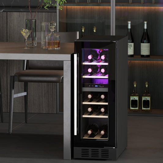 HOMCOM 16-butelkowa lodówka na wino Dual Zone 5-18√¢‚Äû∆í - czarna
