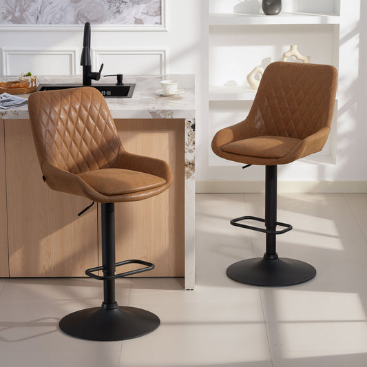 HOMCOM Set of Two Faux Leather Retro Bar Stools - Orange
