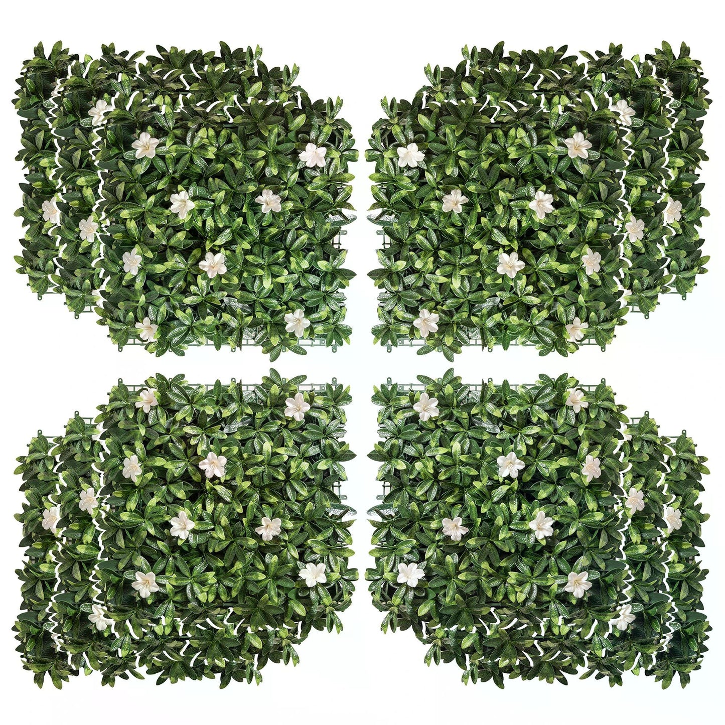 Outsunny 12PCS Artificial Boxwood Wall Panels 50cm x 50cm Rhododendron Privacy Fence Screen Faux Hedge Greenery Backdrop for Home Garden Backyard Balcony