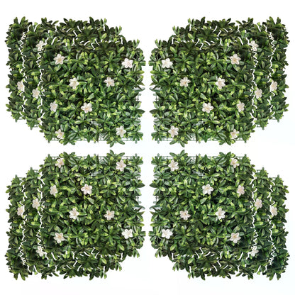 Outsunny 12PCS Artificial Boxwood Wall Panels 50cm x 50cm Rhododendron Privacy Fence Screen Faux Hedge Greenery Backdrop for Home Garden Backyard Balcony