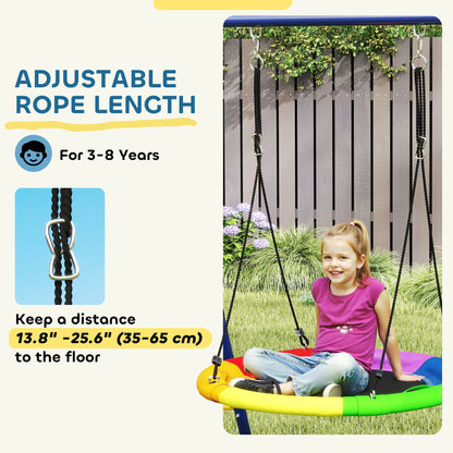 AIYAPLAY 6 in 1 Metal Kids Swing Set with 3 Swings, Climbing Ladder & Net, Basketball Hoop, for Ages 3-8