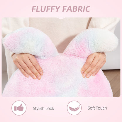 Fotel biurowy HOMCOM Fuzzy z uszami królika, obrotowy fotel biurowy ze sztucznego futra, fotel do makijażu bez podłokietników z regulowaną wysokością do sypialni, gabinetu, kolorowy