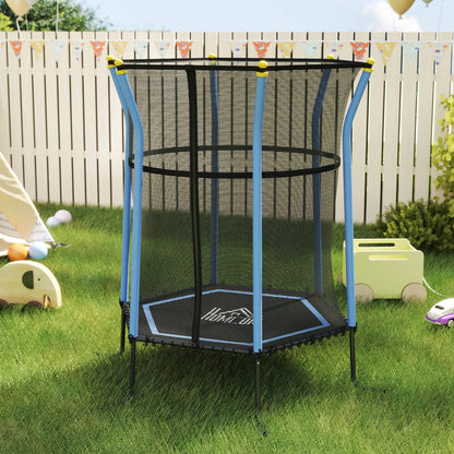 HOMCOM Dziecięca trampolina Mini Bouncer z siatką zabezpieczającą dla dzieci w wieku od 3 do 10 lat - niebieska