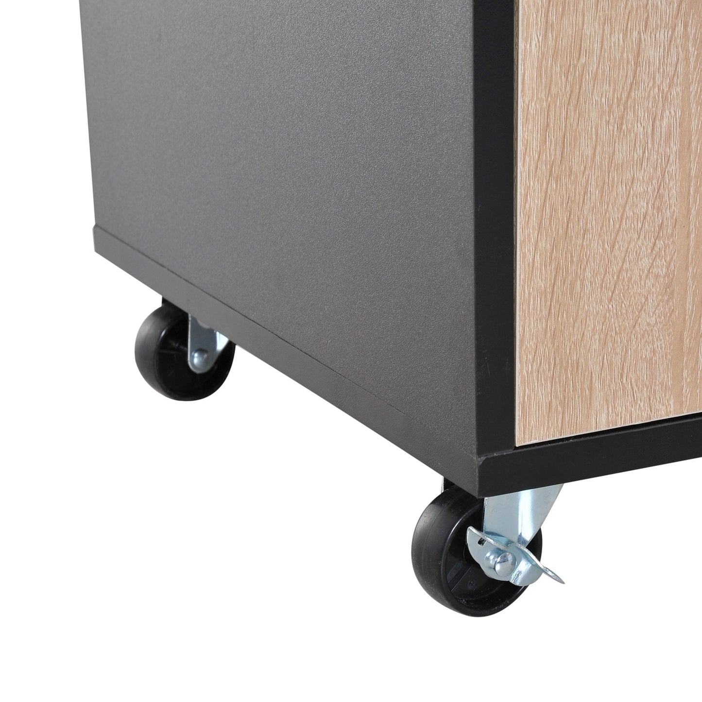 Rolling Kitchen Island, 76.5Wx40Dx82H cm Oak / Black Colour