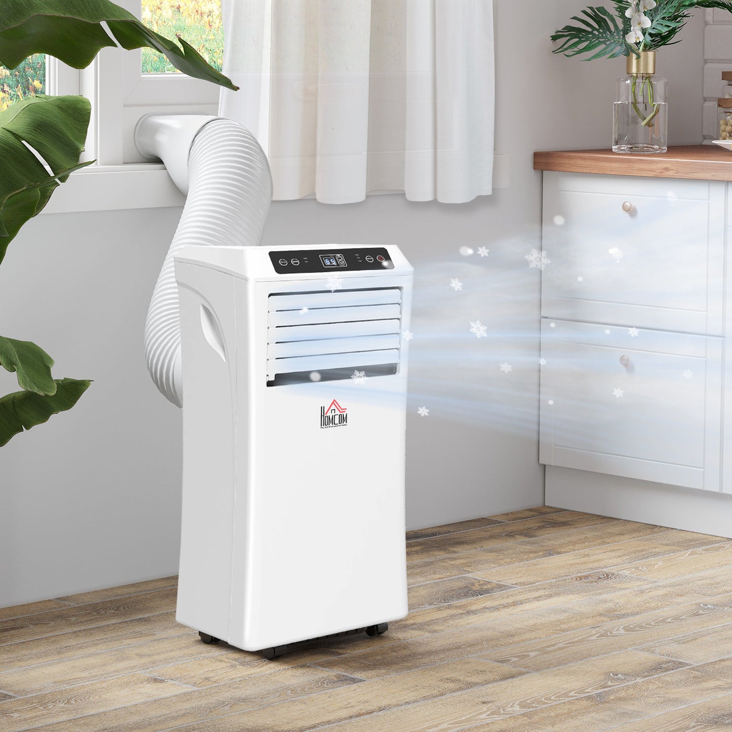 HOMCOM 10000 BTU Air Conditioning Unit, 3-in-1 Portable Air Conditioner, Dehumidifier, Cooling Fan with Remote Control, Digital Display, 2 Speeds, 24H Timer, Window Venting Kit, 18m_