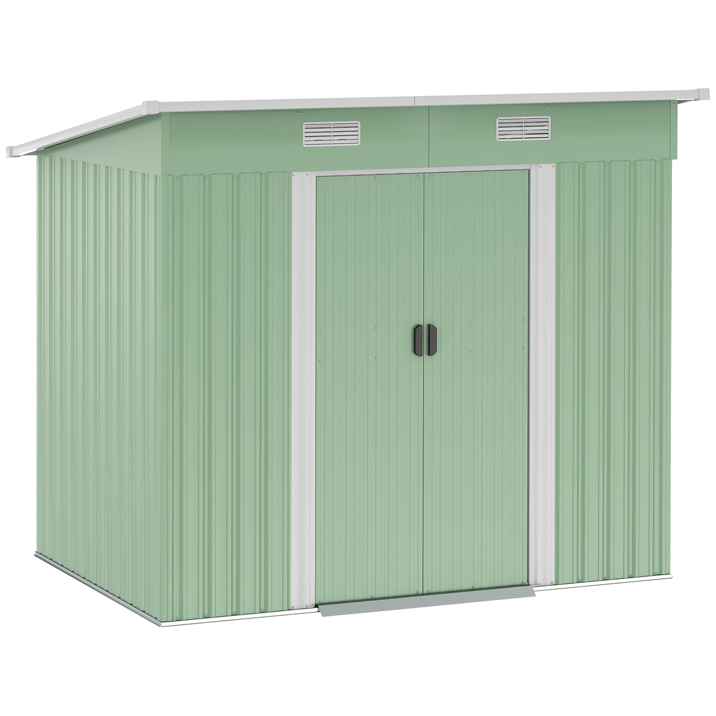 Outsunny 7 x 4ft Outdoor Garden Metal Storage Shed, Skrzynia na narzędzia do ogrodu, patio i trawnika, jasnozielona