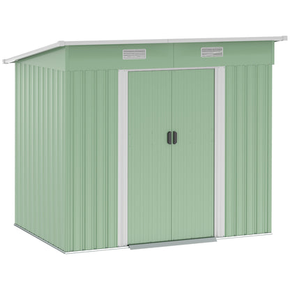 Outsunny 7 x 4ft Outdoor Garden Metal Storage Shed, Skrzynia na narzędzia do ogrodu, patio i trawnika, jasnozielona