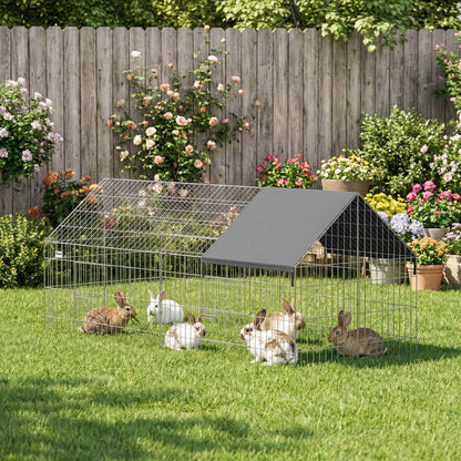 PawHut Rabbit Run with Protective Cover for Small Animals, Chickens, Guinea Pigs, Tortoises, 180 x 75 x 75 cm, Black