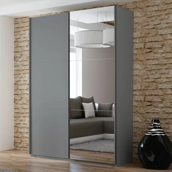 Lisa 2 Sliding Door Mirror Wardrobe White, Black, Grey